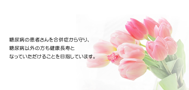 糖尿病の患者さんを合併症から守り、糖尿病以外の方も健康長寿となっていただけることを目指しています。