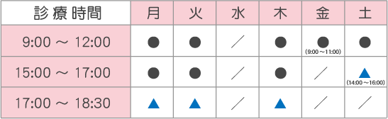 診療時間のご案内
